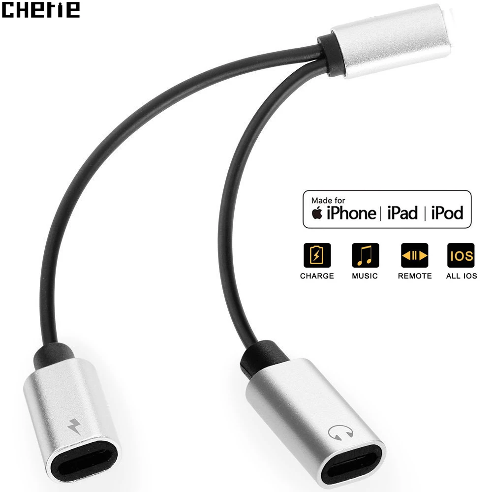 

Cherie Dual Headphone Adapter For iPhone 7 8 Plus X XR XS MAX Charging Splitter Dongle Aux Audio Jack Adaptador Auricular Charge