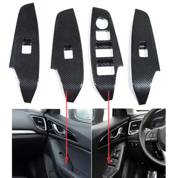 

Car-Styling Door Window Lift Switch Button Panel Cover Armrest Trim Garnish Sticker Fit For MAZDA 3 Axela LHD Car Accessories