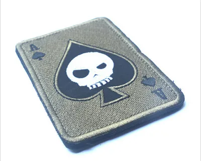 Кавалерист Ace of Spades Tarot Death Card прямоугольная вышитая тактическая нашивка боевой дух армии adhensible для железа на и палку на - Цвет: Army Green