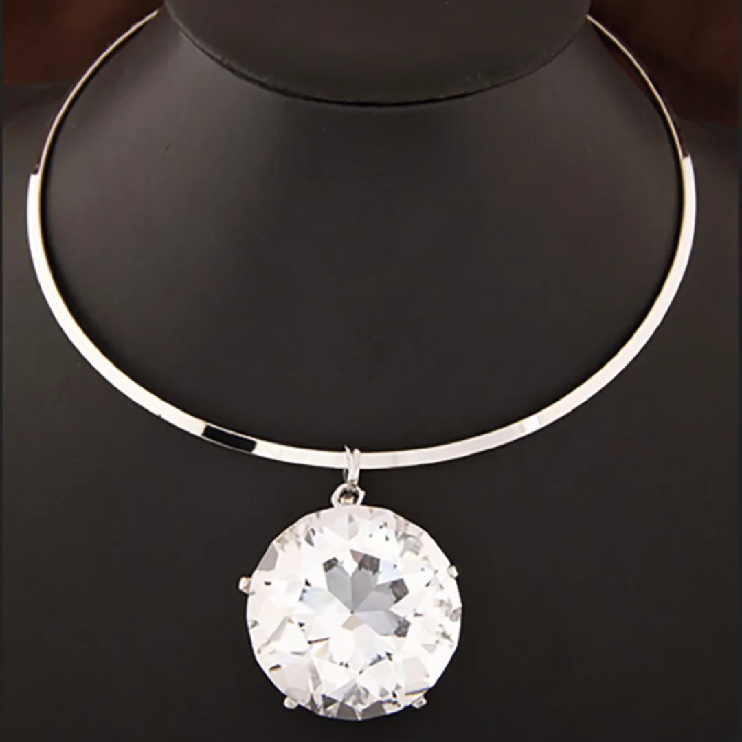 Shellhard Trendy Super Huge Crystal Necklace Exaggerate Large Big Bling Rhinestone Pendant Necklace Charms Women Party Jewelery