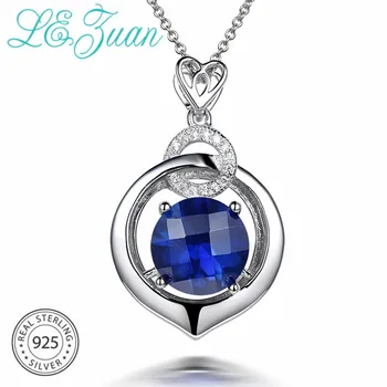 

L&zuan S925 Sterling Silver Necklace 4.3ct Blue Stone Luxury Pendant Fine Jewelry Necklaces Pendants For Women Christmas Gift