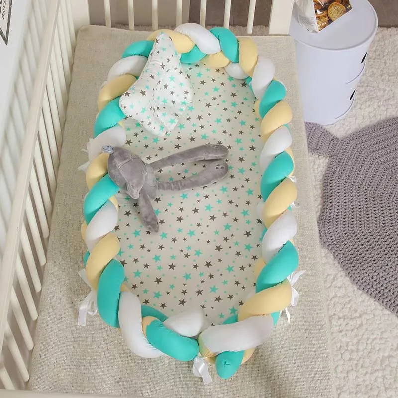 Складное хлопковое плетение, съемная спальная кровать, детское гнездо, детская кроватка, портативная детская хлопковая колыбель, бампер, матрас для новорожденных