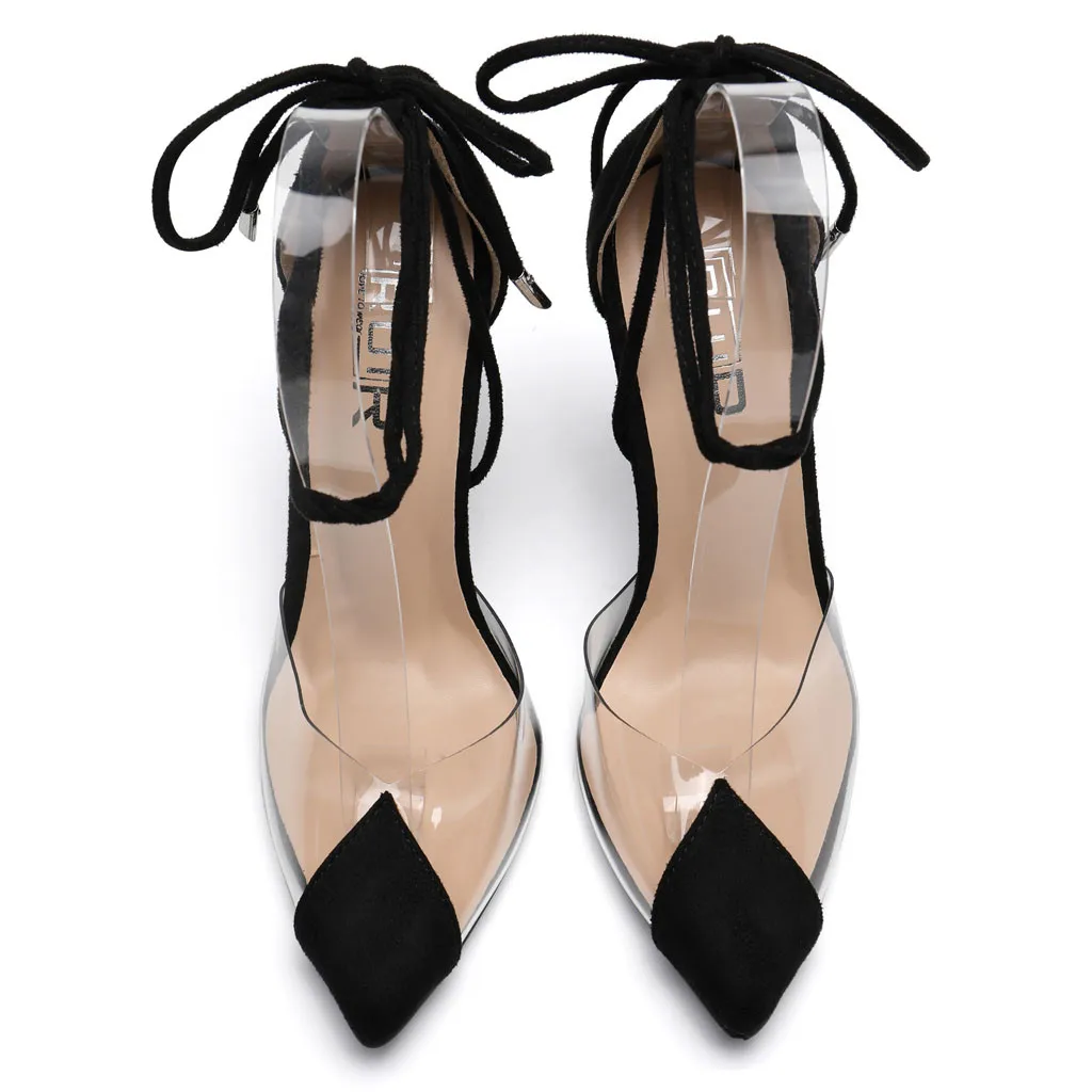 Простые женские босоножки на высоком каблуке; Высококачественная обувь; босоножки; Модные женские прозрачные босоножки с острым носком из пластика; zapatillas mujer