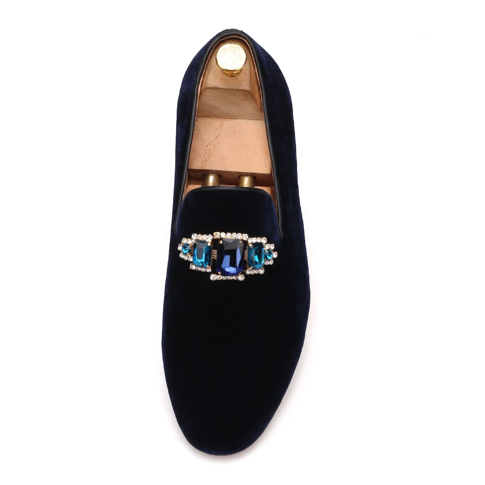 Piergitar 2019 new style Four Colors Rhinestone men shoes Fashion Party and wedding men loafers Slip-on Men's Casual Shoes