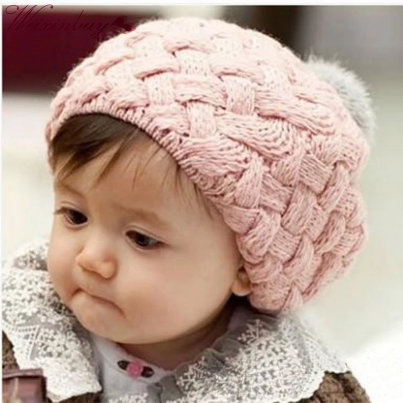 

Baby winter Beret hats kids beanie cap boys girls faux rabbit fur hat caps gorros bebes crochet
