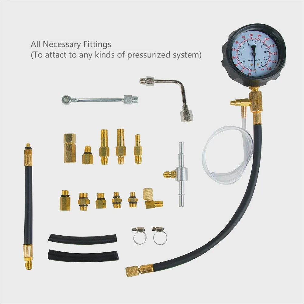 Авто Топливный насос Давление(0-140PSI) манометр автомобильный двигатель инжектор Тесты бензиновый тестер набор инструментов для грузовых автомобилей Vehic