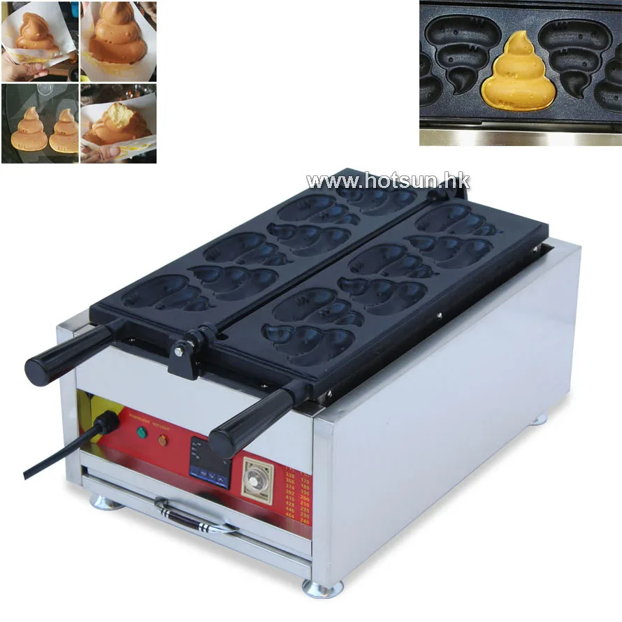 Free Shipping Commercial Electric 6 Pcs Taiyaki Korean Poop Bread Waffle Maker Iron Machine
