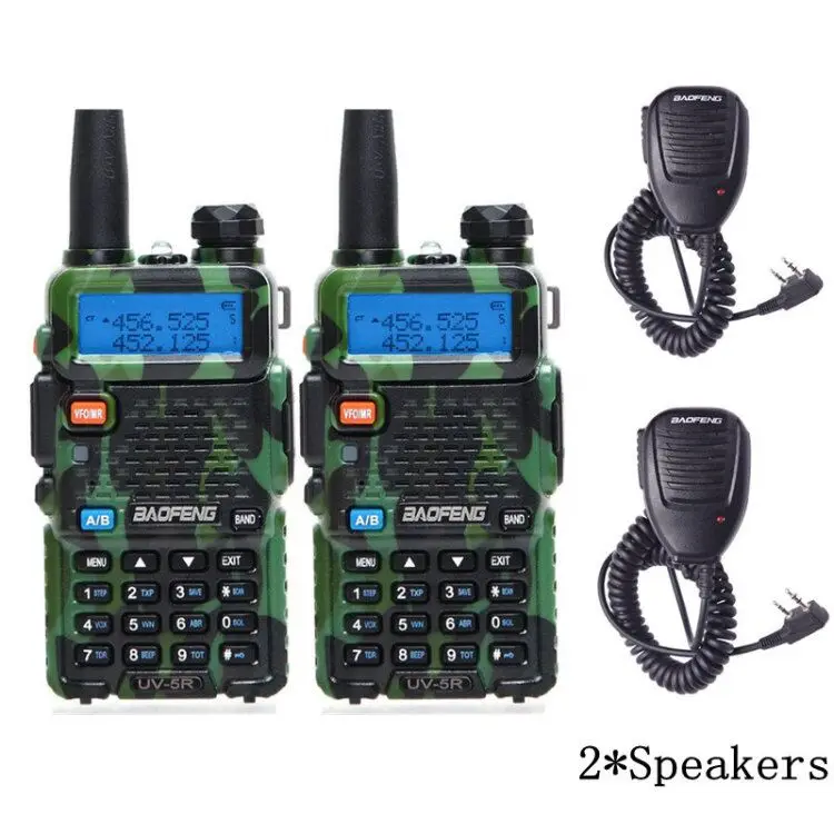 2 шт BaoFeng UV-5R портативная рация VHF/UHF136-174Mhz& 400-520Mhz Двухдиапазонная двухсторонняя радио Baofeng портативная UV5R радиоантенна - Цвет: Camo 2 speaker mic