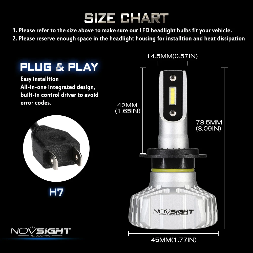 NOVSIGHT H4 светодиодный H7 H11 H110000Lm автомобильные лампы для передних фар gps 9005/HB3 9006/HB4 H13 9007 H3 H8 светодиодный Противотуманные фары белый 6500 к 24V Led лампы