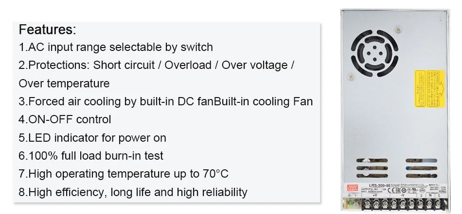Meanwell источник питания LRS-350 импульсный источник питания DC 5 в 12 В 24 в 36 в 48 в источник питания используется для гравировального станка с ЧПУ