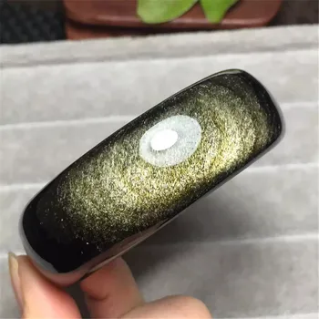 

52mm 100% Natural Gold Obsidian Gold Flash Crystal Gemstone Woman Bangle Bracelet Fashional AAAAA