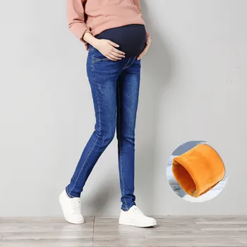

Maternity Jeans Plus Velvet Pants For Pregnancy Winter Thick Jeans Pants Maternity Clothes For Pregnant Women Trousers
