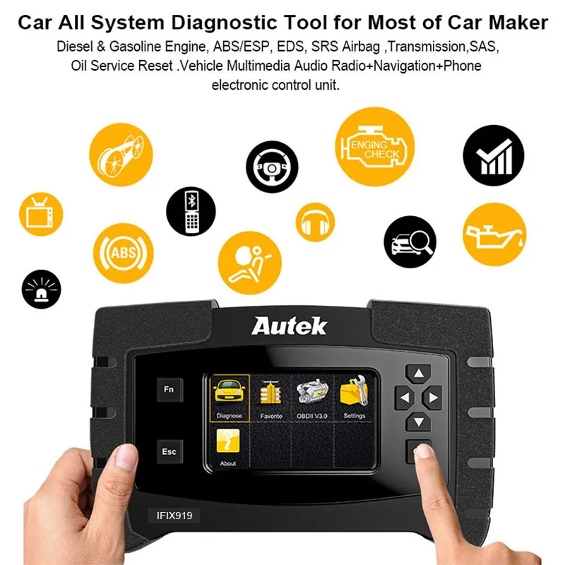 Autek IFIX919 OBD2 инструмент диагностики Полный Системы двигателя автомобиля ABS Airbag SAS