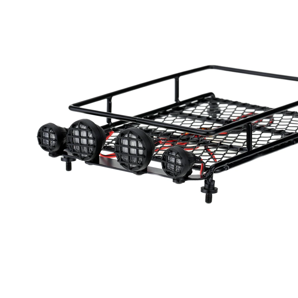 Metal Roof Luggage Rack with LED Light Bar for 110 18 RC Car Rock Crawler Rally 4WD CC01 CR01 D90 AXIAL SCX10 RC Cars Parts (11)