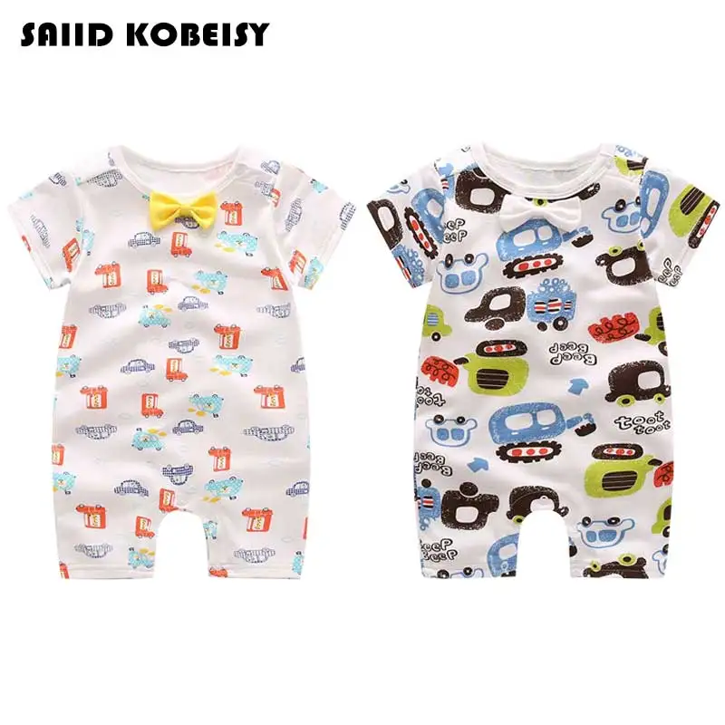 

[SAIID KOBEISY] 2PCS/Lot 2017 Hot Cartoon Short Sleeves Baby Boys Clothes Summer Roupa Infantil Newborn Baby Children Rompers