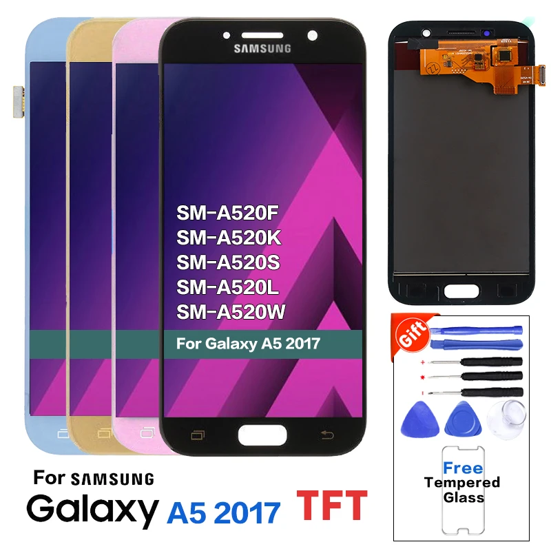 TFT для Samsung Galaxy A5 2017 LCD A520 SM A520F ЖК дисплей дигитайзер сенсорный экран 100%