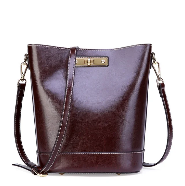 

High Quality Fashionable Women Cowhide Bucket Tote Be All-match Durable Hot Selling Practical Women Corssbody Bag HandbagsLFB549