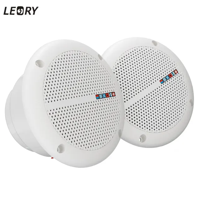 Leory 1 Pair Loudspeakers Waterproof Marine Boat Ceiling Wall Leory 1 Pair Loudspeakers Waterproof Marine Boat Ceiling Wall Speakers Kitchen Bathroom Water Resistant 25w