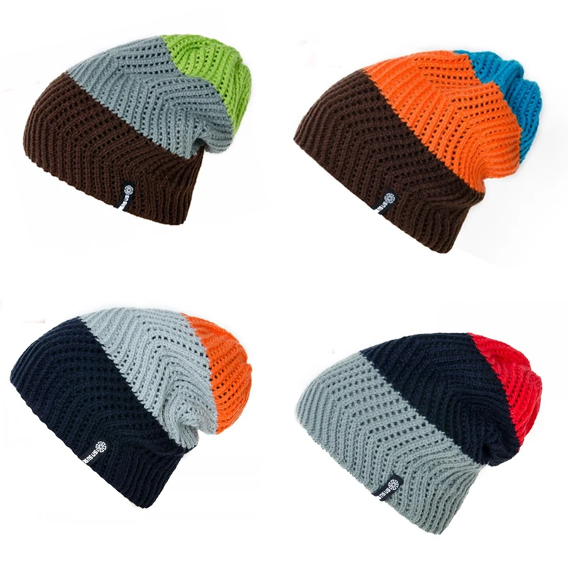 SN.SU.SK Men Women Skiing Hats Warm Winter Knitting Skating Skull Cap