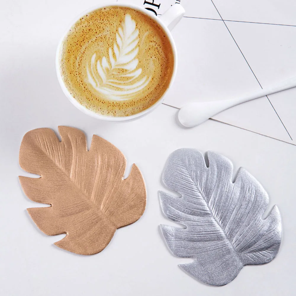 

Creative Coaster PVC Coffee Golden Silver Soft Turtle Leaf Cup Mats Pads Non Slip Table Placemat Kitchen Accessories Decor Home