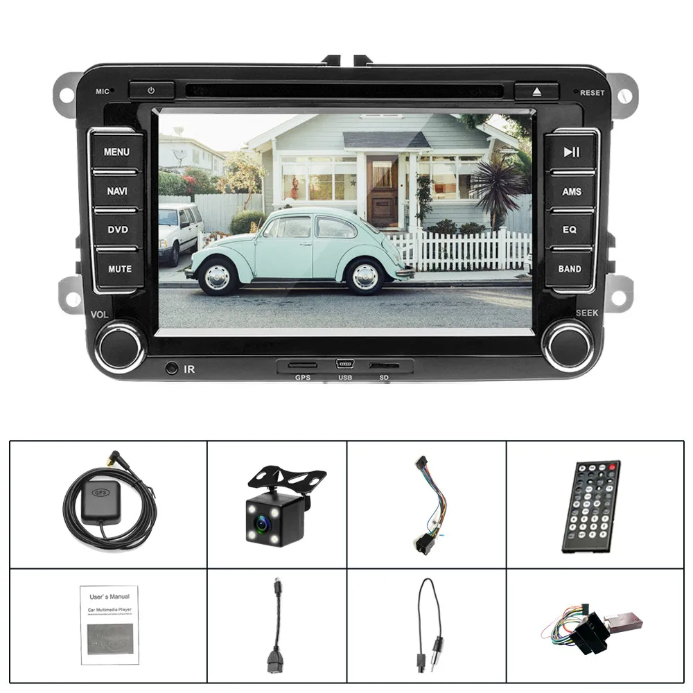 Hikity 2 DIN автомагнитола 7 дюймов Автомобильный DVD gps Радио стерео плеер для Volkswagen MattwayT6 Beetle Scirocco Sharan Kadi Amarok Golf - Цвет: With 4 led camera