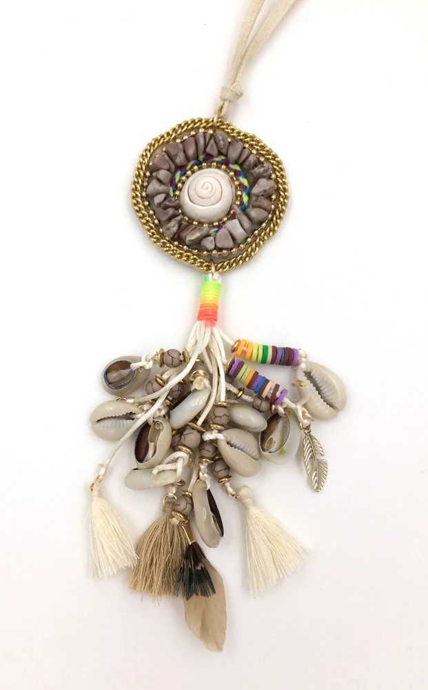 2017 New unique boho beaded tassel pendant long Necklaces seabeach Bohemia Necklace for women