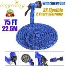 Главная Сад Необходимые 75FT Пластиковые Расширения Гибкая Сад Вода Шланг + Spray Gun Blue Magic Шланг Водопровод США И ЕС Stantard