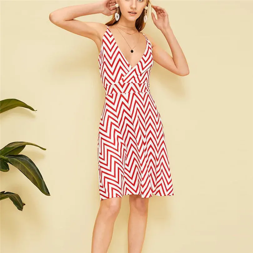 Fashion New Women Summer Casual Daily Lady Elegant Dress Striped Sleeveless Casual Cocktail Party Dress #4A17   (6)