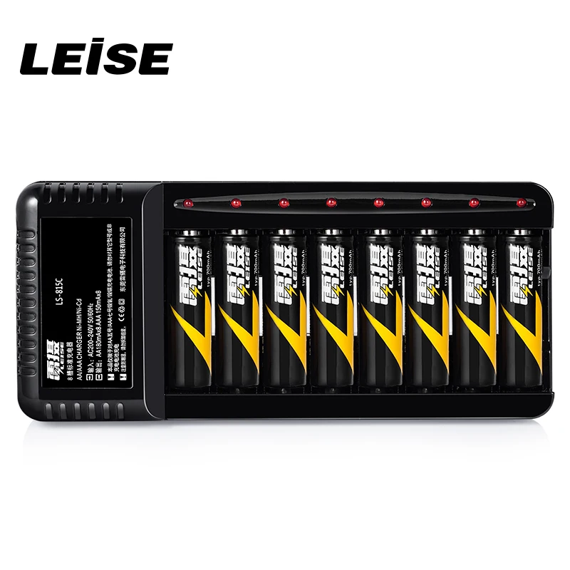 

Leise 8pcs AA1300mah NI-MH rechargeable batteries/baterias+8 slots quick battery charger universal smart chargeing for AA/AAA