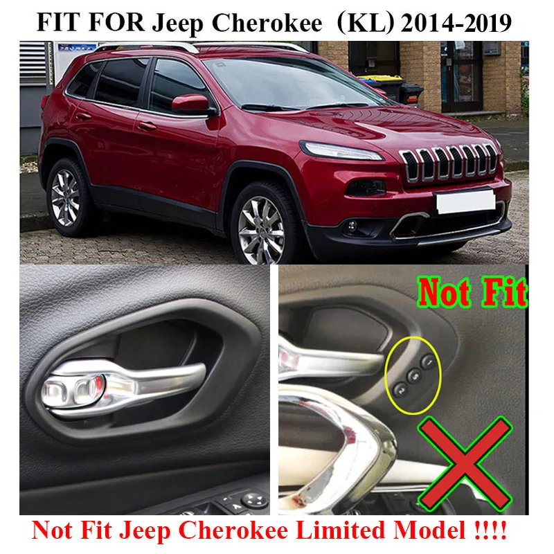 Для Jeep Cherokee KL внутренняя боковая дверная ручка Чаша хромированная Накладка для автомобиля автомобильный Стайлинг наклейка для украшения