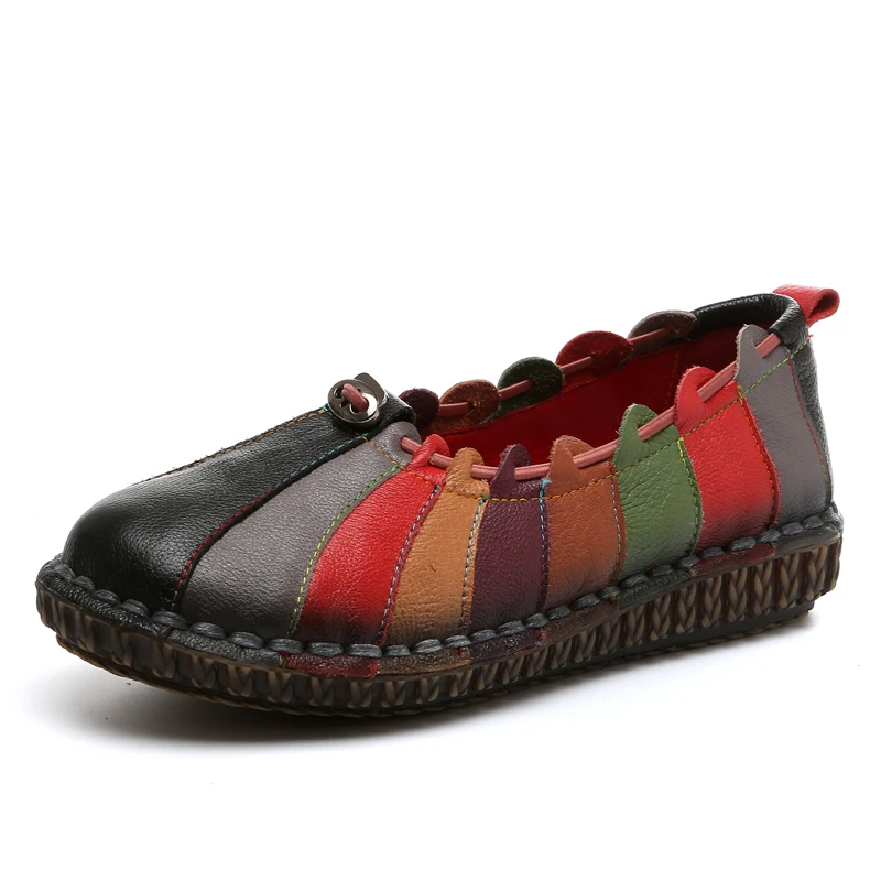 Main 2 Femme En 3 Chaussures Mocassins Glissement 1 Appartements Mélangées Casual Couleurs Vache À Vintage De Printemps Femmes Sur Aardimi Cuir La AwqtURI