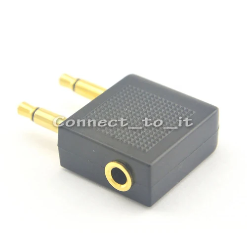 50pcs lot Airline Airplane Earphone Headphone Headset Jack Audio Adapter 3 5mm