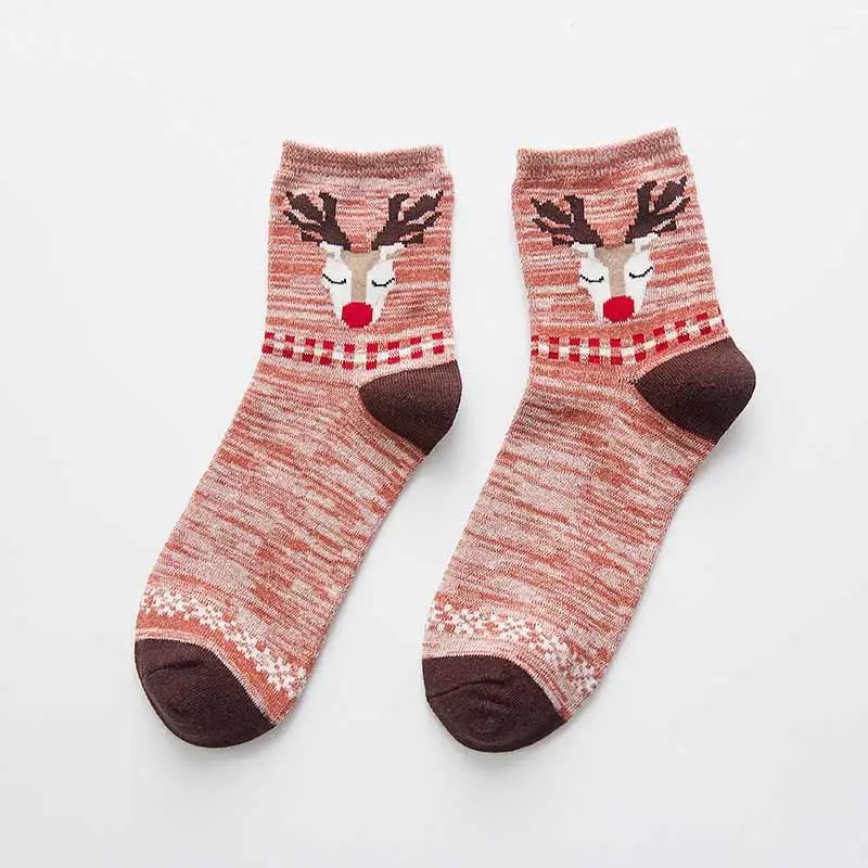 PF мультфильм Новогодние товары Носки для девочек хлопковые теплые носки с Лось Снежинка Санта Клаус медведь Шаблоны Для женщин Носки для девочек Подарки Calcetines WZ010 - Цвет: 1