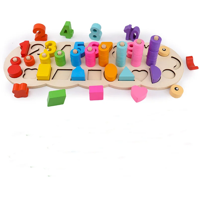 Wooden Montessori Materials Learning To Count Numbers Matching Digital Shape Match Early Education Teaching Math Toys Children