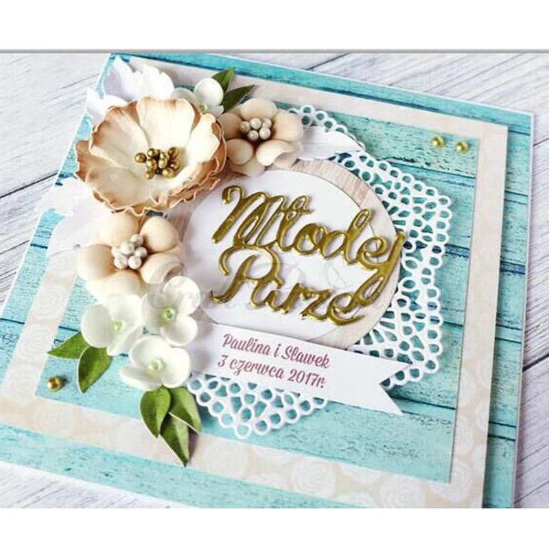 

HamyHo Metal Steel Cutting Dies Polish Letter Bride & Groom Frame For Making DIY Scrapbooking Paper/photo Cards Embossing Dies