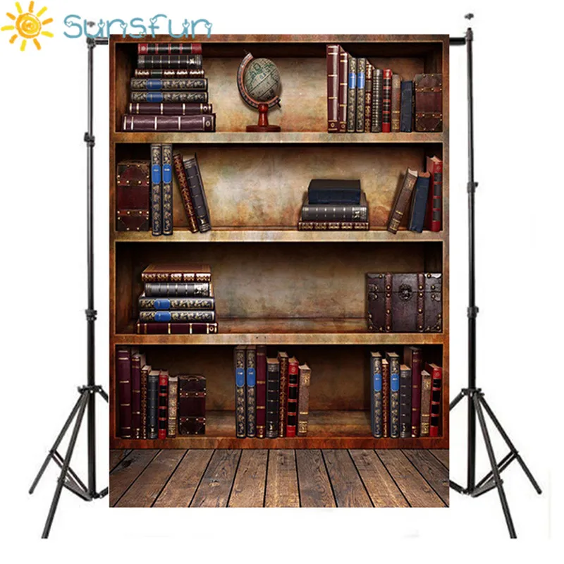 Best Graduation Season Thin Vinyl Photography Vintage Book Shelf Backdrop Book Case, Book Store Printed Fabric Background HB17