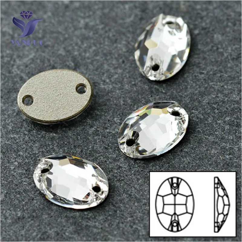 

YANRUO 3210 All Sizes Clear Oval Bright Gems Flatback Sew On Crystal Stones Strass Rhinestone For Jewelry Making