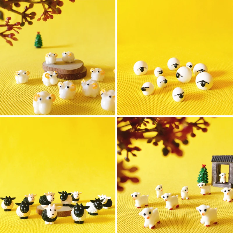 

10 Pcs/little sheep cow/miniatures/lovely cute/fairy garden gnome/moss terrarium decor/crafts/bonsai/figurine/diy supplies