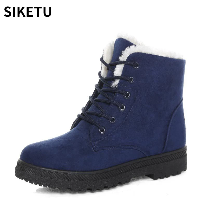 

New Arrival Women Winter Boots Suede Ankle Snow Shoes Top Quality Lace-up Female Warm Martin shoes botines mujer 2018
