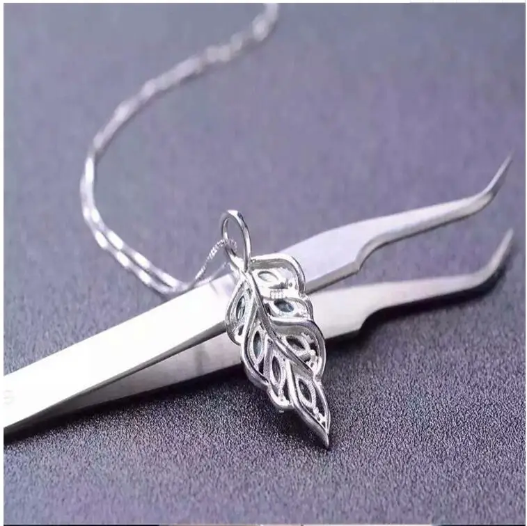 Ciondolo Collana Zaffiro Zaffiro Naturale Argento Sterling 925 Stile Cigno Gioielli Raffinati 2.5*5Mm 7 Pezzi Pietra Preziosa