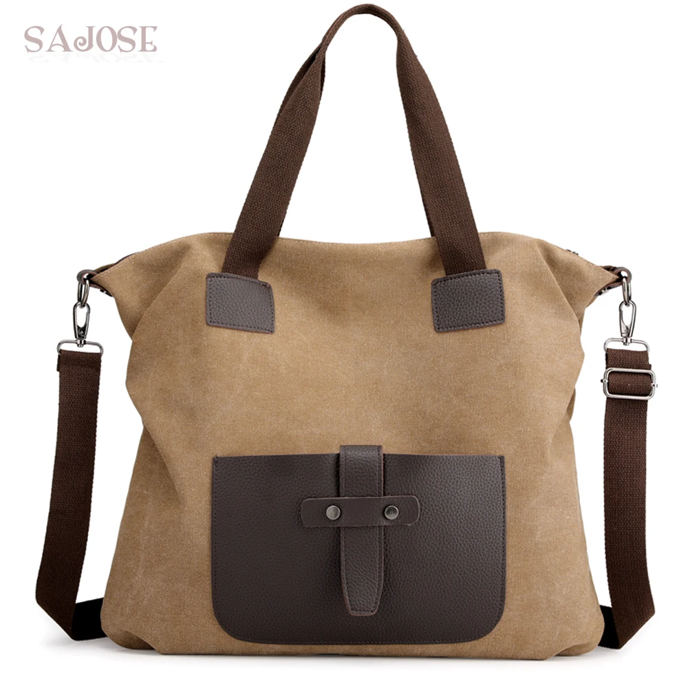 

Canvas Casual Tote Bags Women Fashion High Capacity Travel Handbags Lady Shoulder Bag Designer Patchwork Women's Messenger Bag