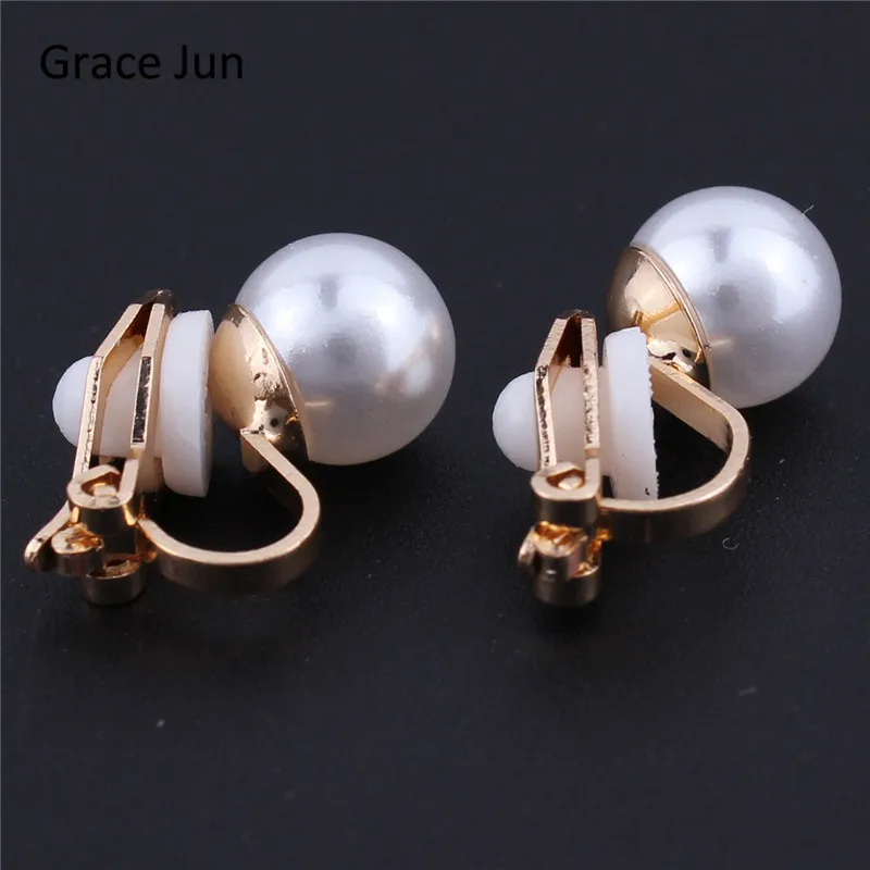 Grace Jun 4 colors New simulated pearl clip on earring no pierced for women wedding luxury bridal earring bijouterie 8mm&12mm Ear Clip Earrings Clip Earrings Ear Clip Ear Accessories