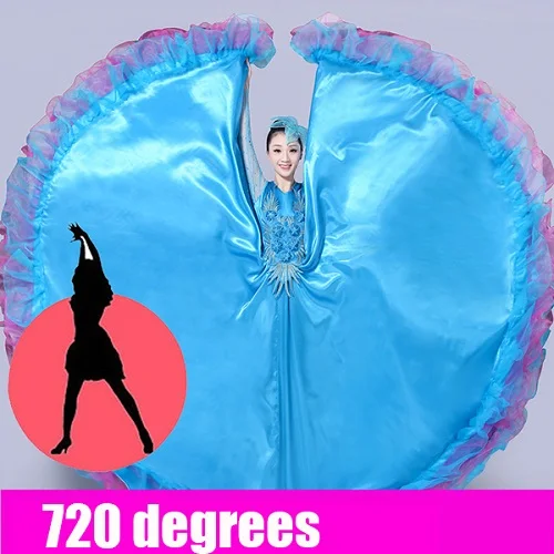 Фламенко платье для женщин Чистая Пряжа длинный рукав испанский наряд Дамы Бальные танцы сценическая одежда испанская одежда DN3586 - Цвет: 720 degrees