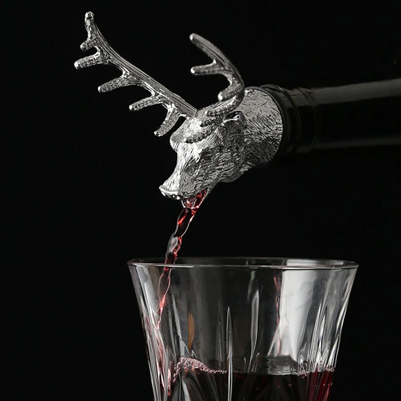 Wine Bottle Stopper Deer Stag Head Wine Pourer Server Zinc Alloy Wine Bottle Cork Wine Aerators Barware Party Accessories (1)