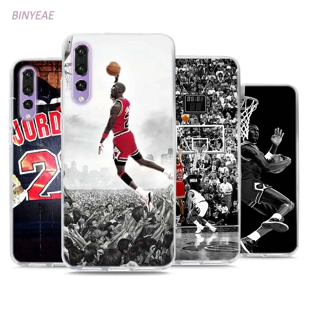 BINYEAE Basketball God Michael Jordan Style Clear Soft TPU Phone Cases for Huawei P20 Lite Honor 9 8 Lite 7X 6A 6X 6C Pro in Fitted Cases from Cellphones