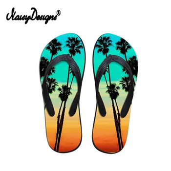 

2019 men Flip Flops 3D Palm Tree Pattern men Casual Summer Slip-on Slippers Boy Beach Flats Flip Flops male custom shoe Dropship