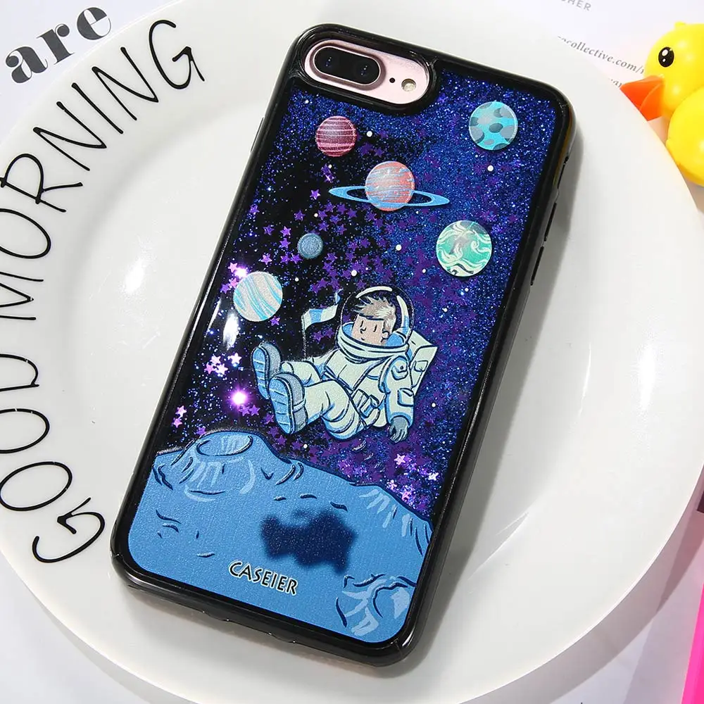 Caseier жидкость телефон чехол для iPhone 6 6s 7 8 Plus блеск зыбучие пески X 3D рельеф модные