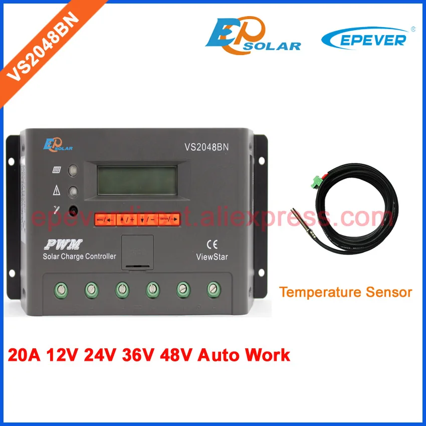 

controller 20A 48V solar charger battery system VS2048BN PWM EPEVER with temperature sensor 20amp 36V 24V 12V work