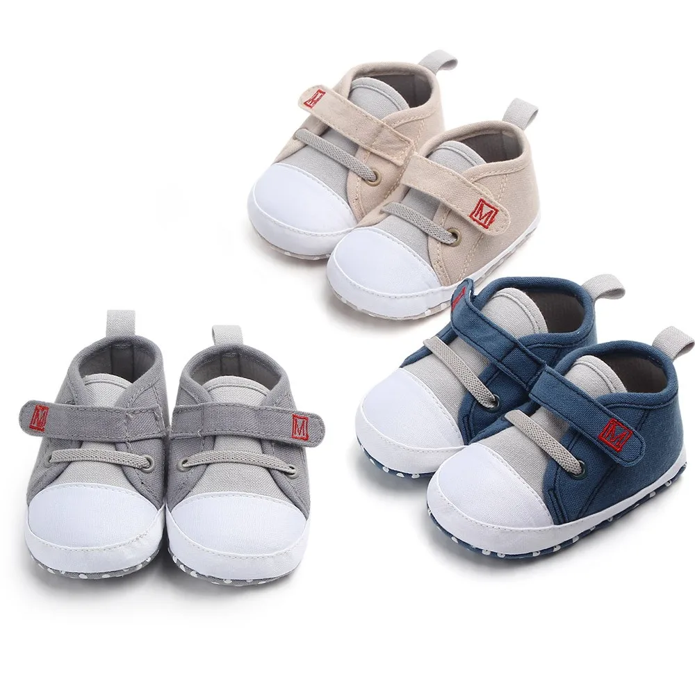 

First Walkers Soft Sole Shoes Drop Shipping Newborn Baby Cute Boys Girls Canvas Letter MM524