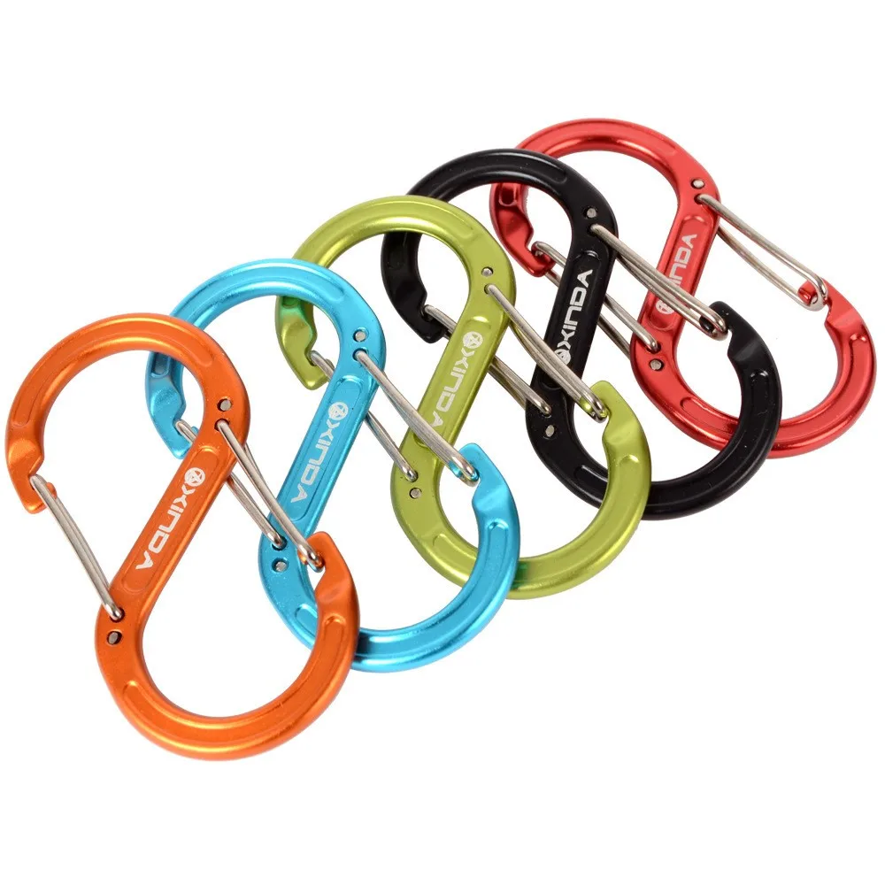 

5pcs aluminum alloy material 34KG pull outdoor carabiner steel wire door hanging rock climbing buckle key bearing buckle